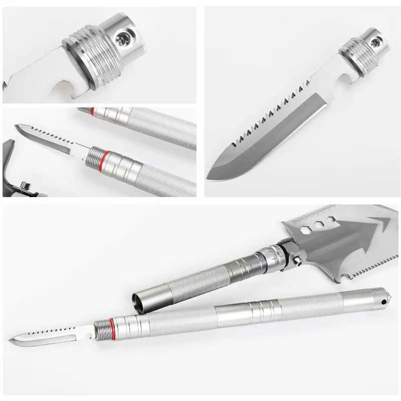Multifunctional Detachable Stainless Steel Folding Shovel Aluminum Handle Garden Survival Tactical Outdoor Camping Shovel