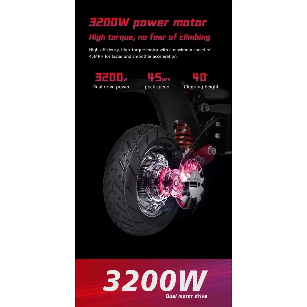 Q7Pro Max Escooters 3200W Dual Motor 52V28Ah Smart APP Bluetooth Connection Electric Scooter NFC Activation E-Scooter
