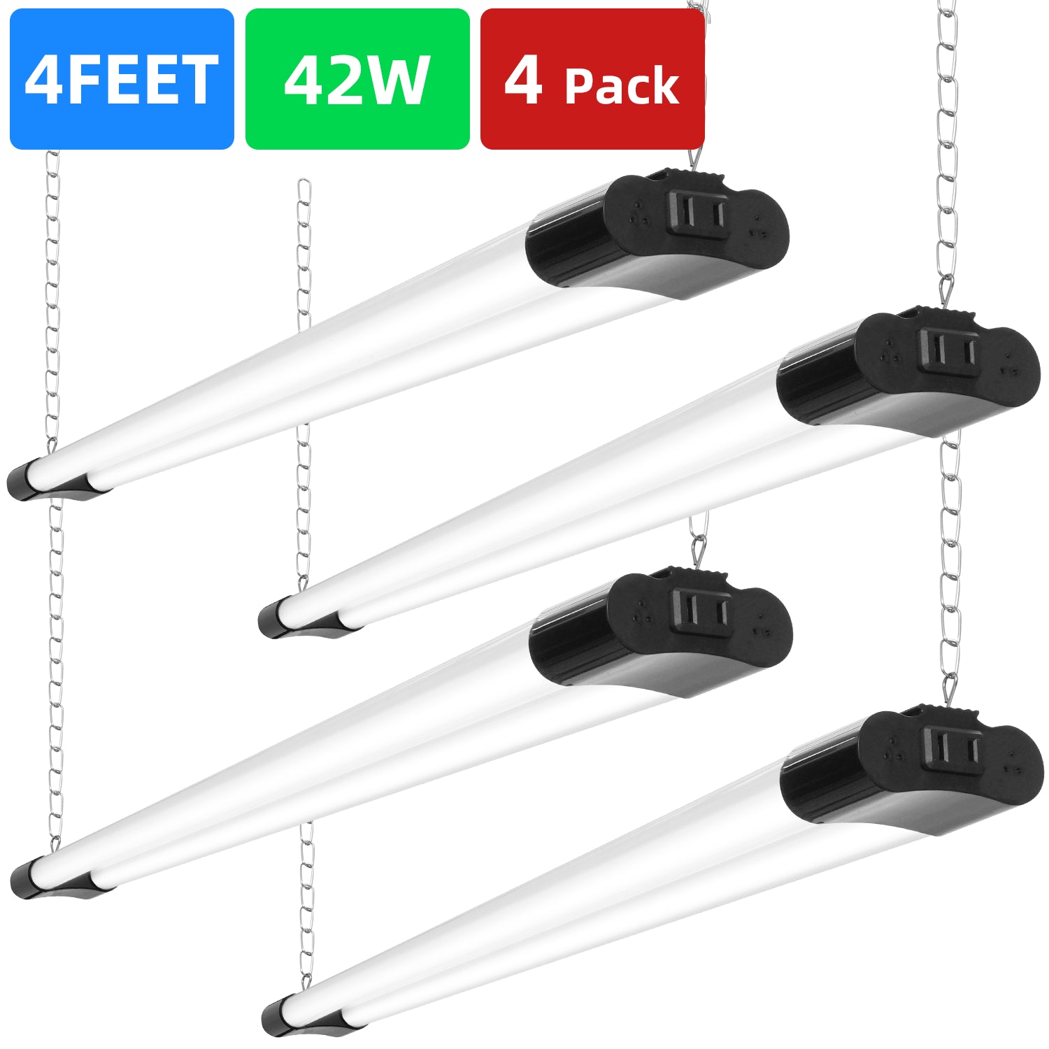 1 - 20Pack 4FT Linkable LED Shop Light for Garage, 4400Lm Utility Light Fixture
