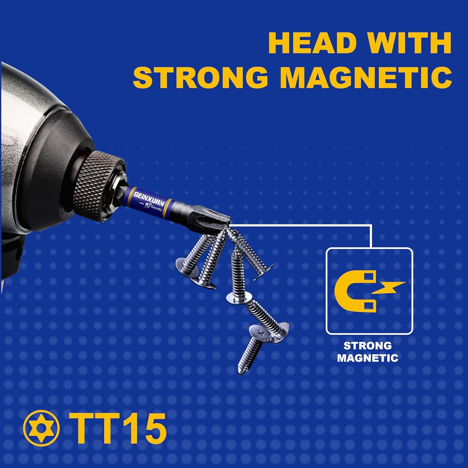 2 In. Security T15 Impact Magnetic Screwdriver Bit Set, 51 Pieces #15 Torx Head Power Bit Set, S2 Alloy Steel Hollow Star Bit Set with 1 Pcs Impact Bit Holder