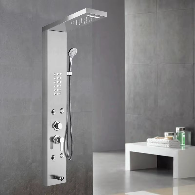 Hot Sale Luxury Black Color Thermostatic Led Rain Shower Head Bathroom Stainless Steel Wall Mounted Waterfall Shower Panels
