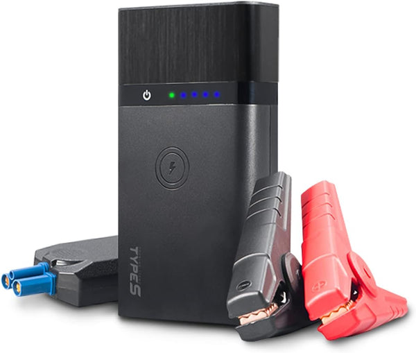 Type S Car Battery Jump Starter, 12V 400A 6.0L 8000Mah Portable Battery Charger Power Bank, Qi Wireless Charging, LED Flashlight, USB-C USB-A Ports, UL Listed
