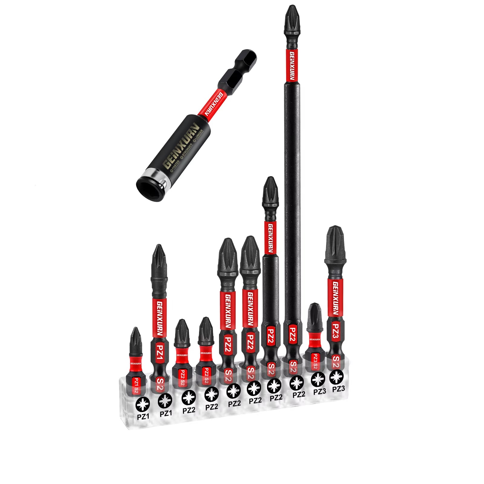Geinxurn 11Pcs Best Quality Impact S2 Pozidriv Impact Screwdriver Bit for Drills Impact Driver Set