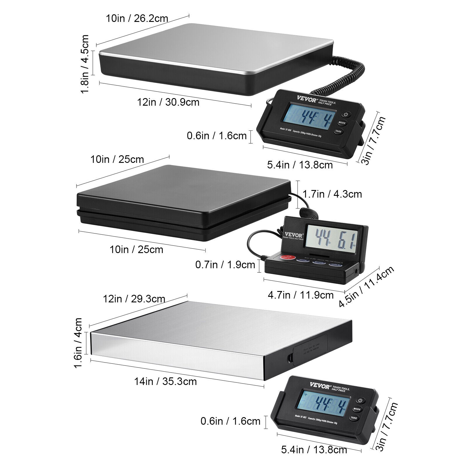 VEVOR Shipping Scale 110 Lbs/440 Lbs Digital Postal Scale AC/DC Package LCD
