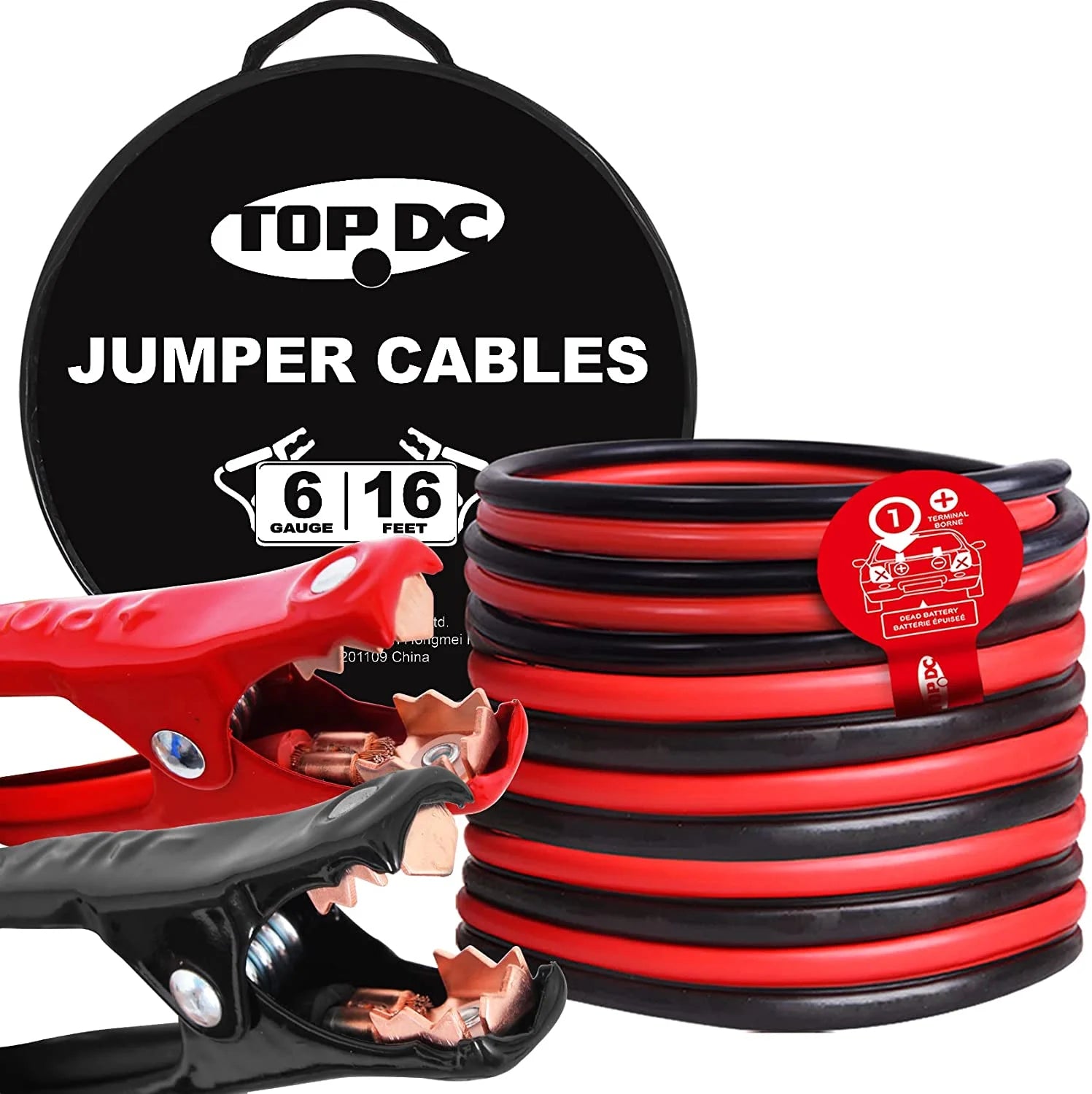 16" 6 Gauge Automotive Jumper Cable, 3.91 Lbs
