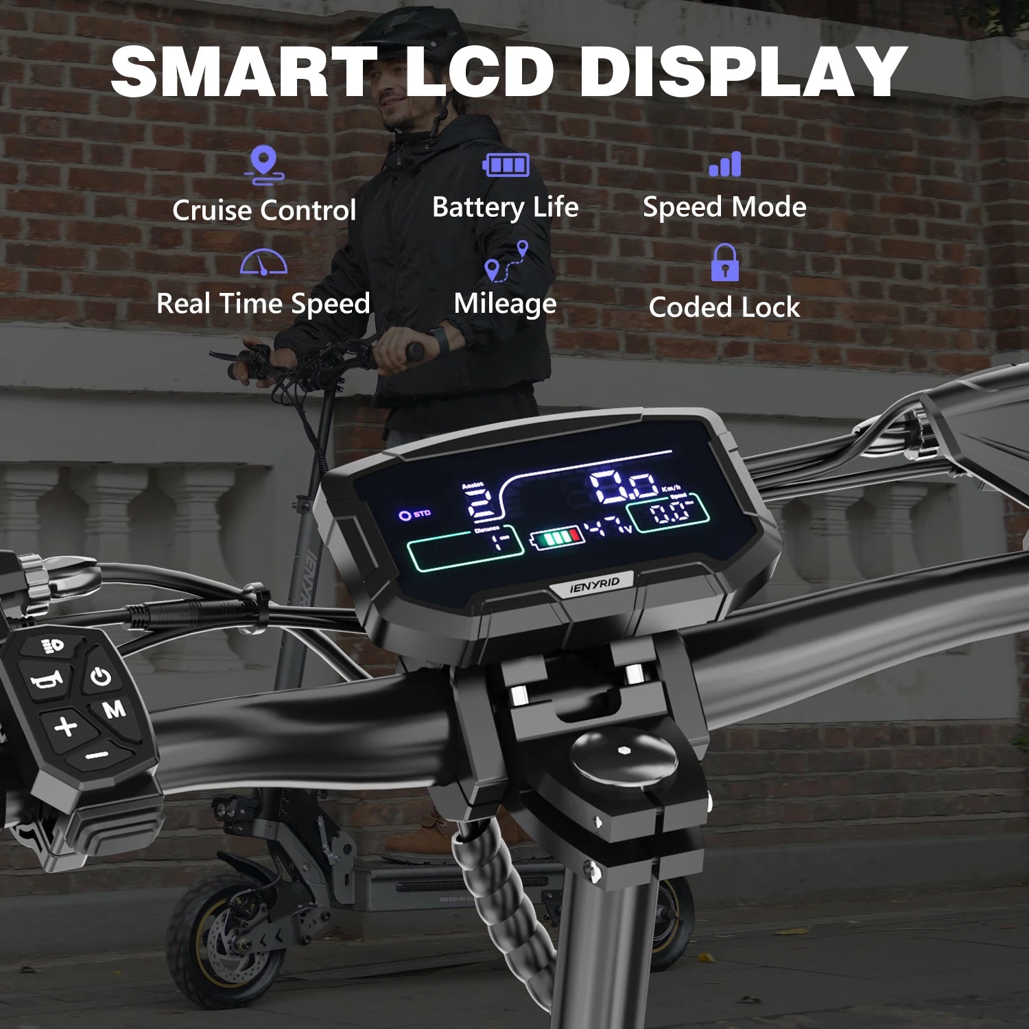 IE-S1 Electric Scooter 800W Motor 48V15AH Lithium Battery E-Scooter 10-Inch Off-Road Tires Foldable E-Scooters