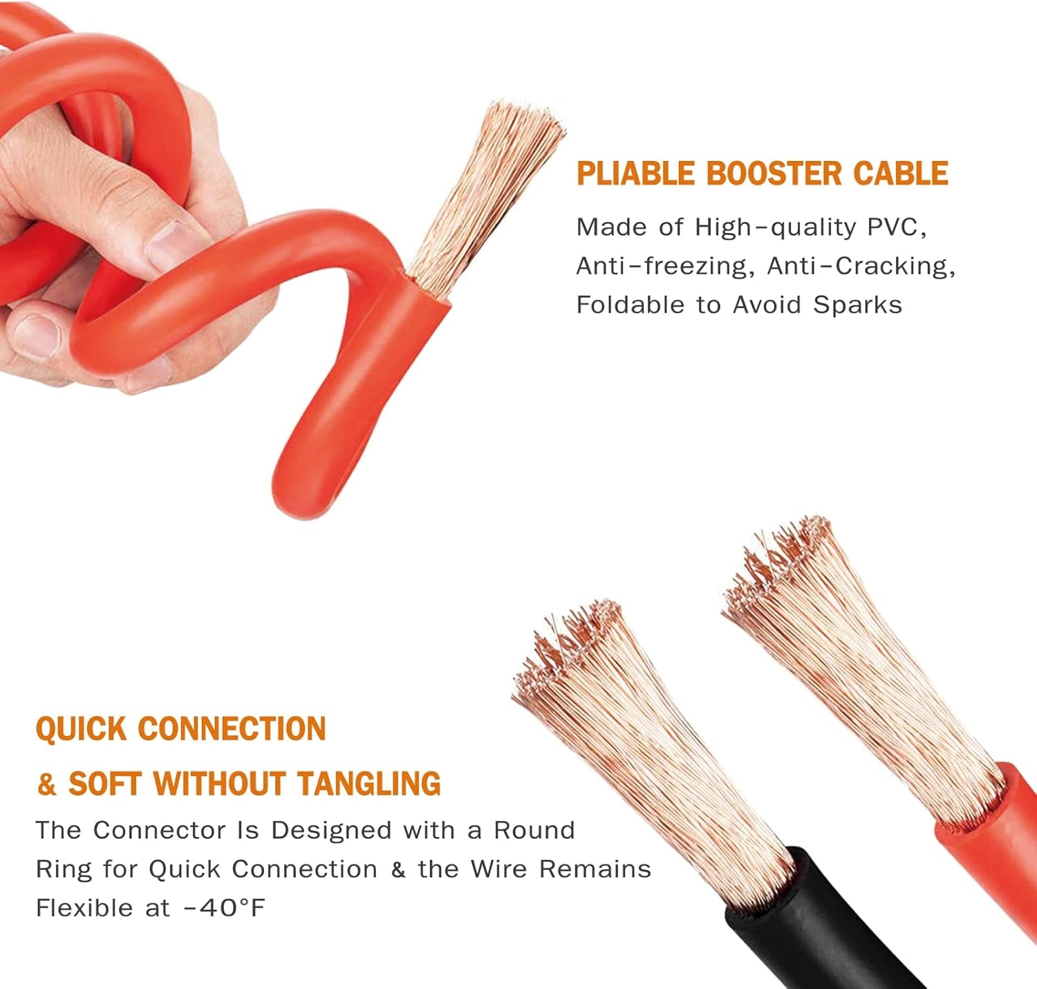 2 Gauge Jumper Cable Heavy Duty Car Battery Clamps, for Jump Starting Dead or Weak Batteries Booster Cables with S7 Reverse Polarity Protection and Carry (2 Gauge 20 Feet)