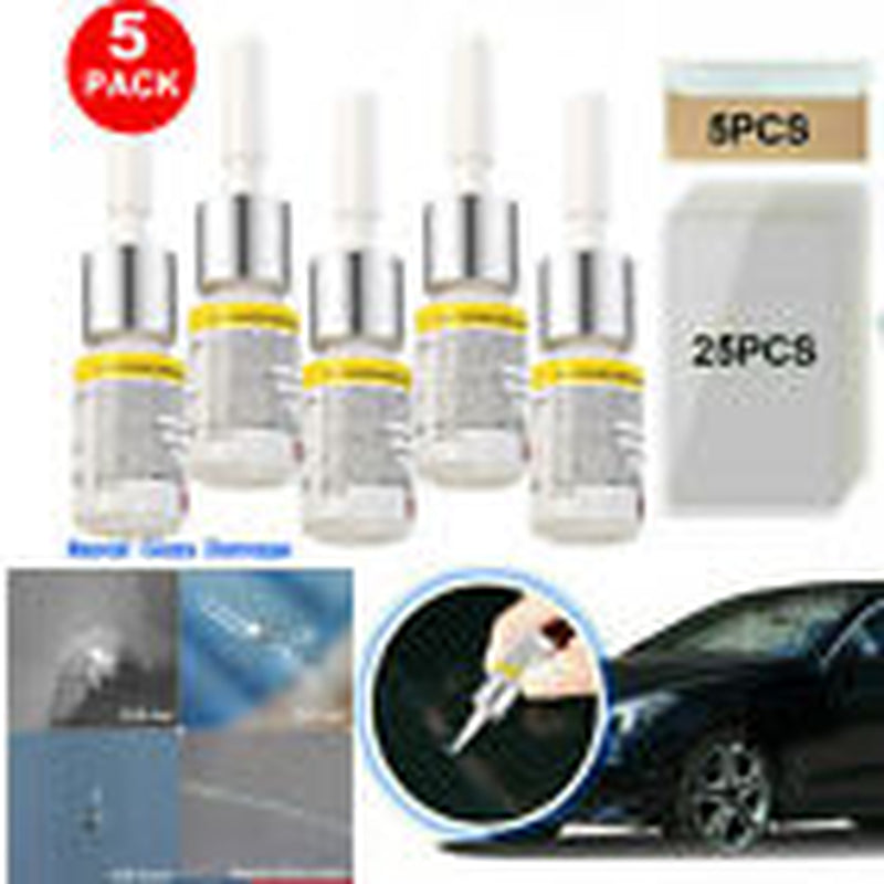5 Pack White Auto Glass Nano Repair Fluid Car Windshield Resin Crack Tool Kit