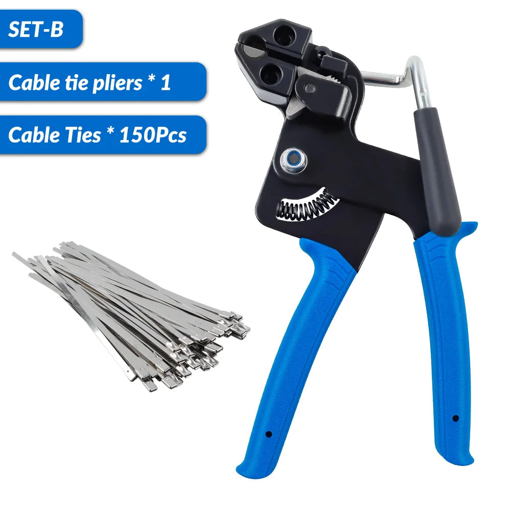 Stainless Steel Cable Tie Pliers, Cable Tie Gun, Self-Locking Cable Tie Cutter, Household Fastening Belt Cutting/Tightening Tool