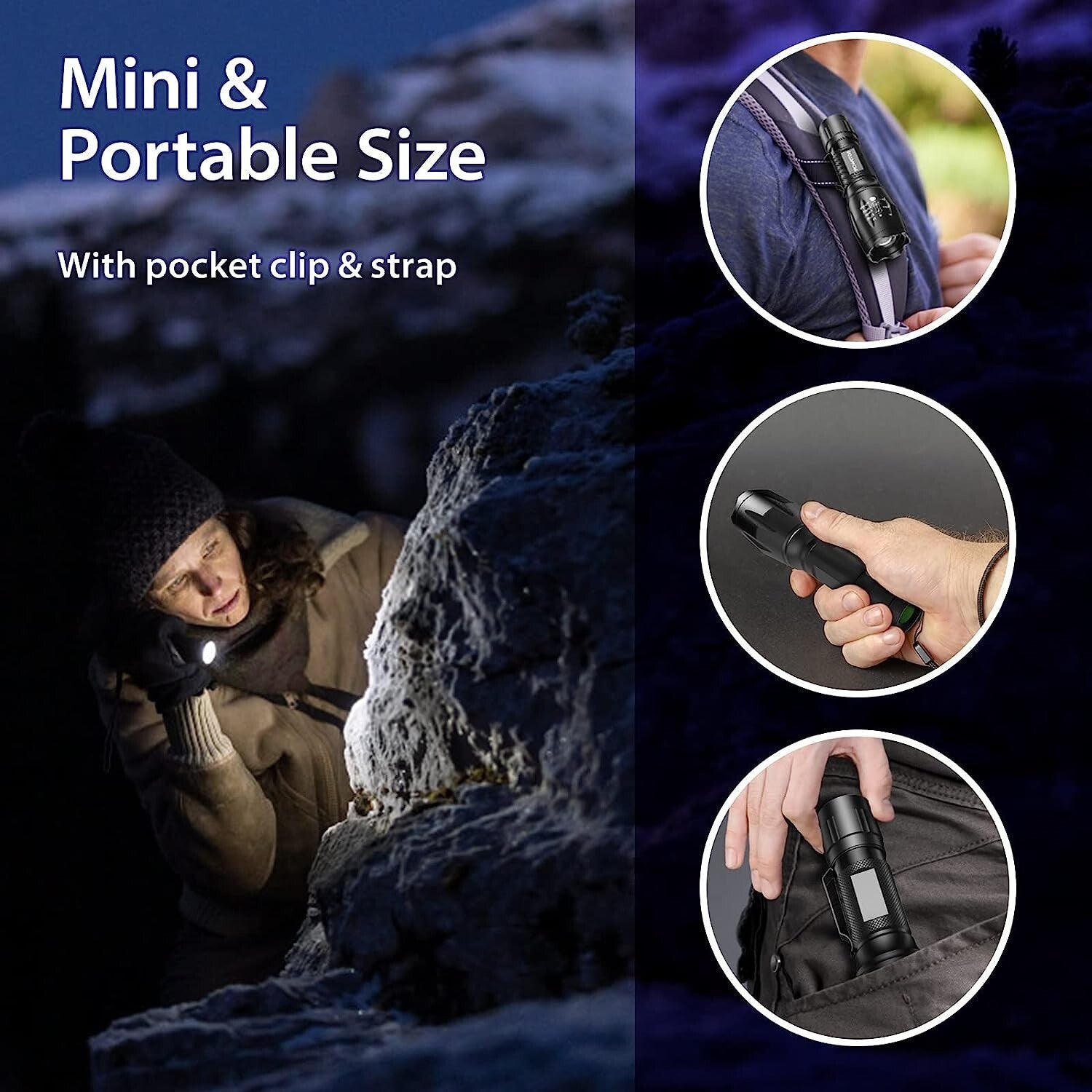 UV Flashlight LED Torch Zoomable Ultra Violet Black White Dual Light Detector