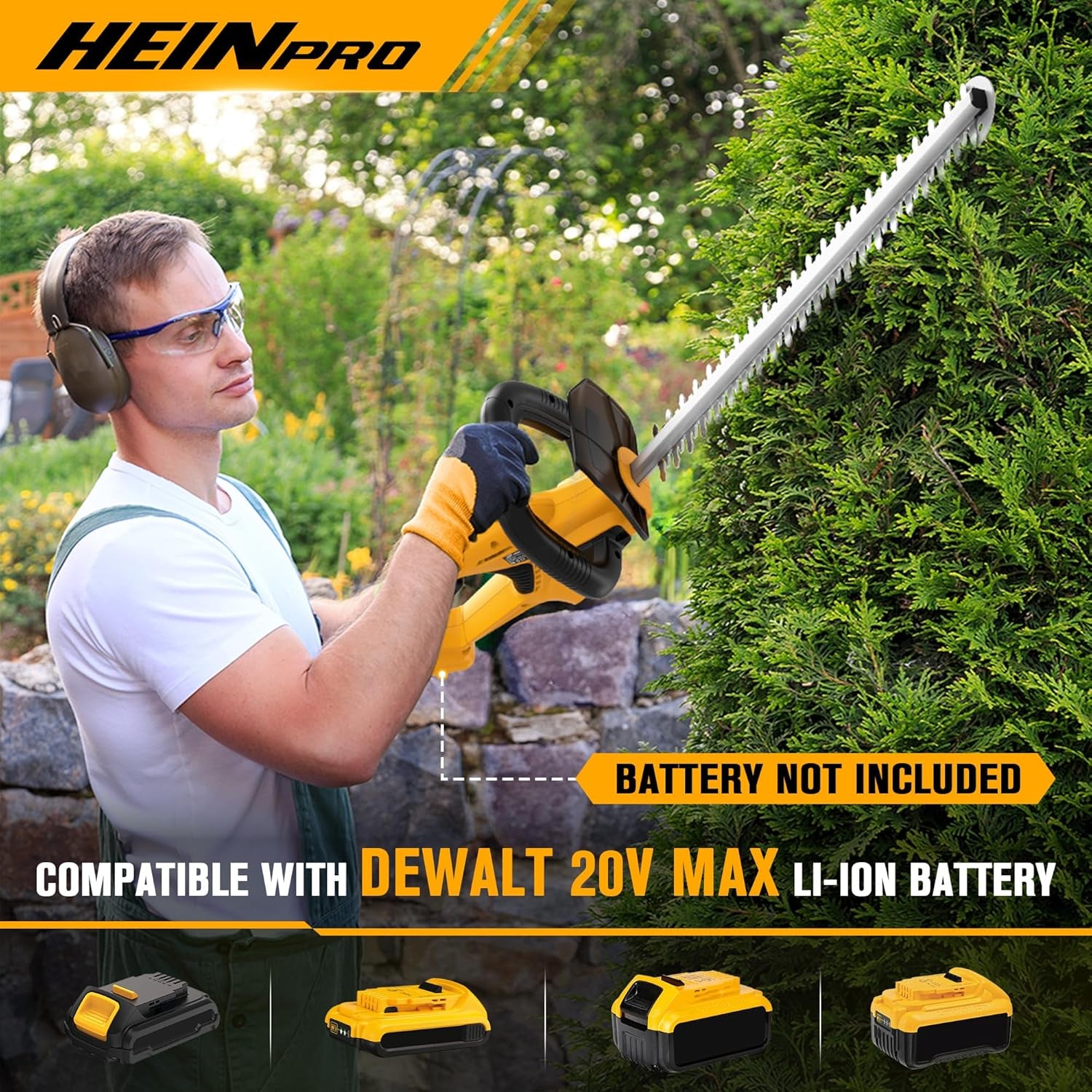 Cordless Hedge Trimmer 22-Inch Compatible with DEWALT 20V MAX Battery (Battery Not Included), Electric Hedge Trimmer Cordless, Bush Trimmers for Garden, Battery Powered Hedge Trimmers