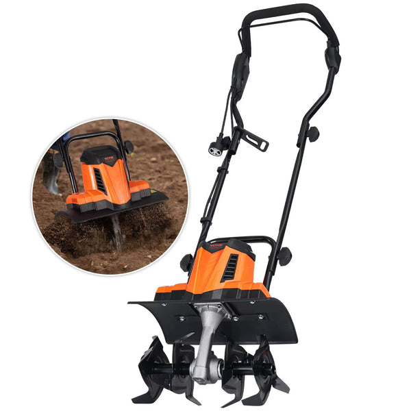 DB Wholesale 10 Amp Corded Electric Tiller 14\" Tilling Width & 3.94\" Depth Steel MN Tines Cultivator"