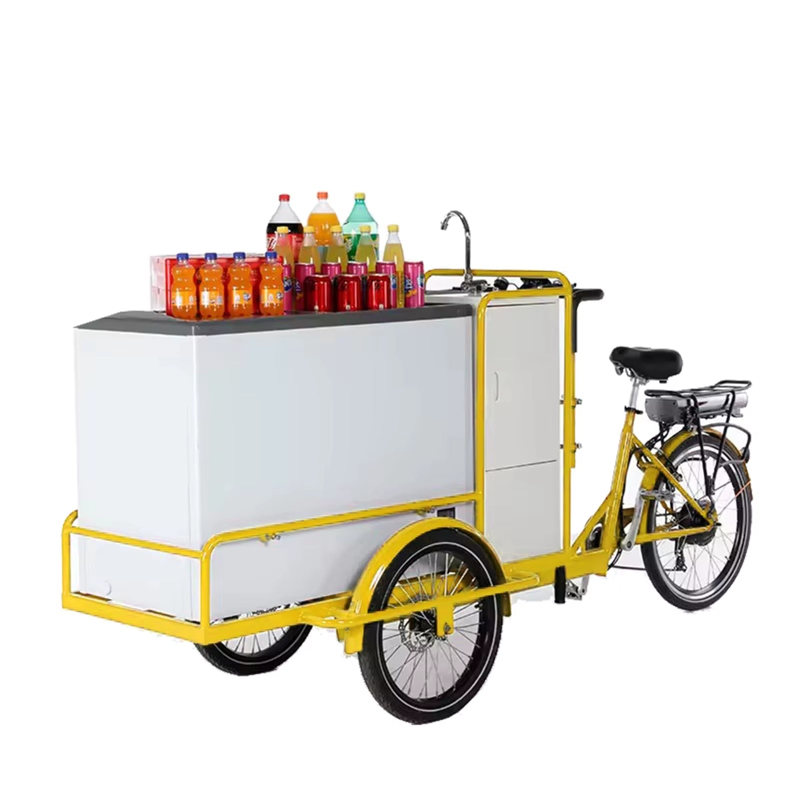Electric Ice Cream Tricycle Cart Street Sale with Freezer Beverage Water Treatment System and Pump Installation Required